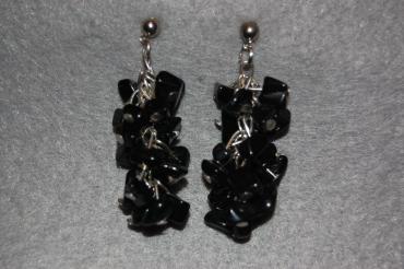 Pendiente cuarzo negro