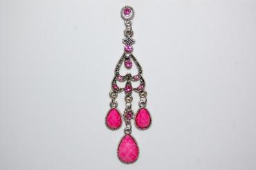 Long earrings pink pyramid