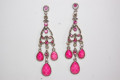 Long earrings pink pyramid