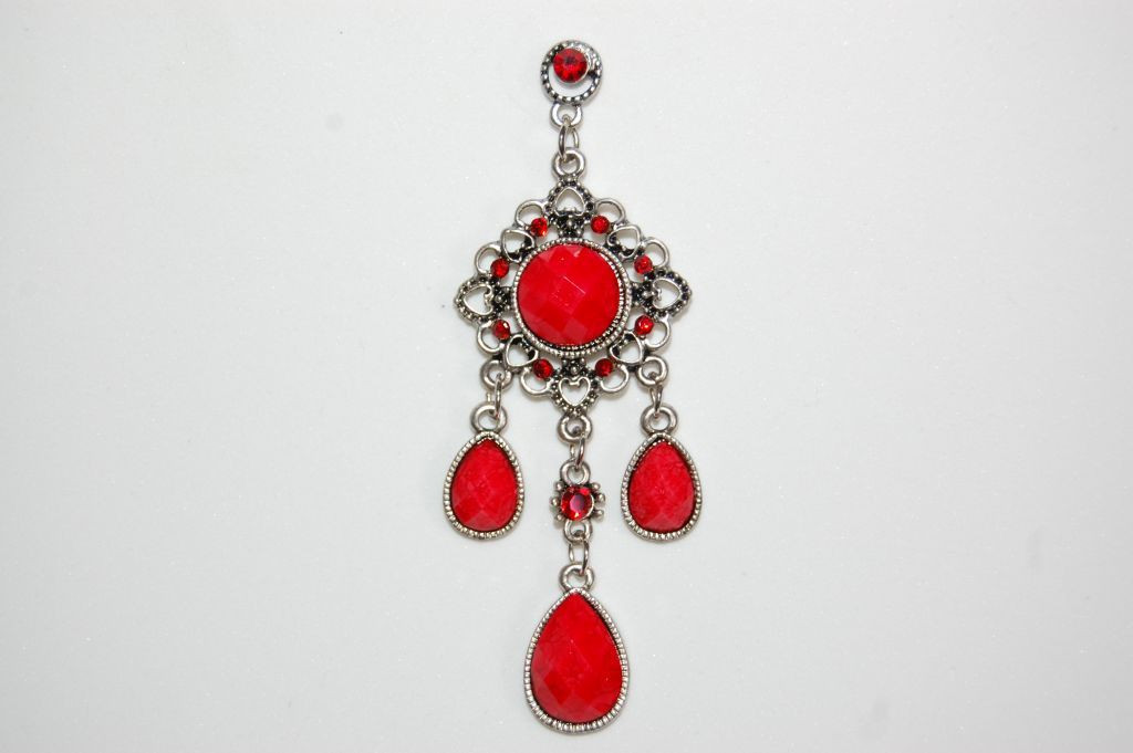 Red Stone long earrings