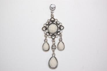 White stone long earrings