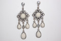 White stone long earrings