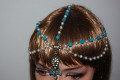 Diadema collar Etnico azul y brillos