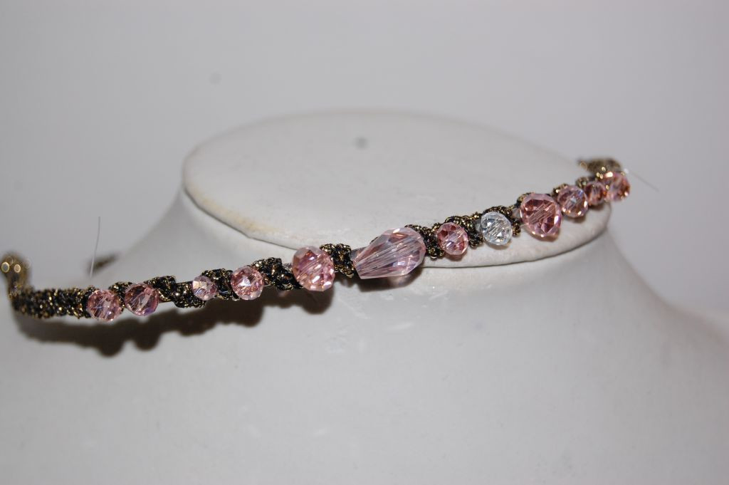 Headband stones pink dahlia