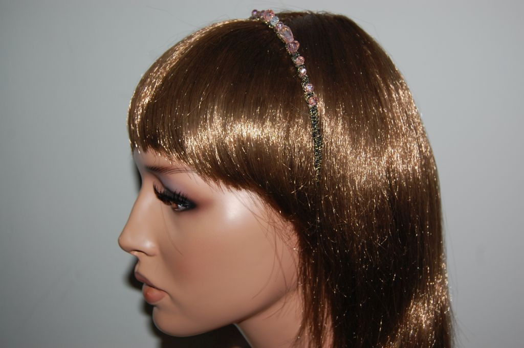 Headband stones pink dahlia