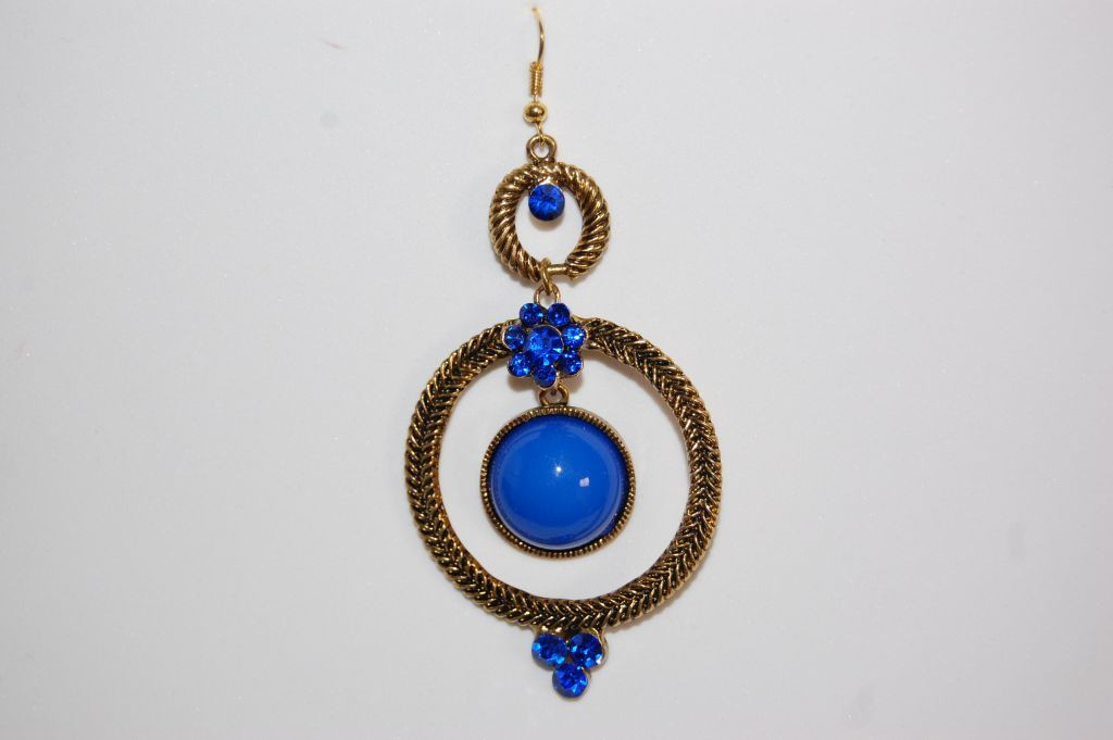 Pendientes dos aros azul y oro