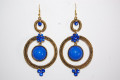 Earrings two blue rings and gold