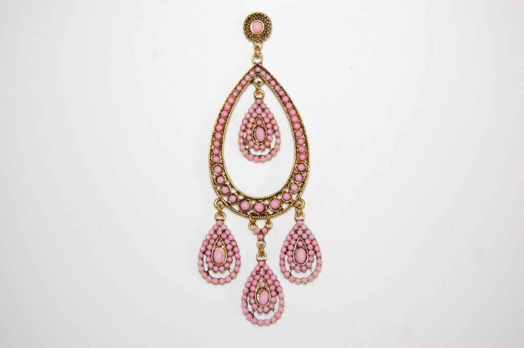 Earrings thousand tears pink and gold