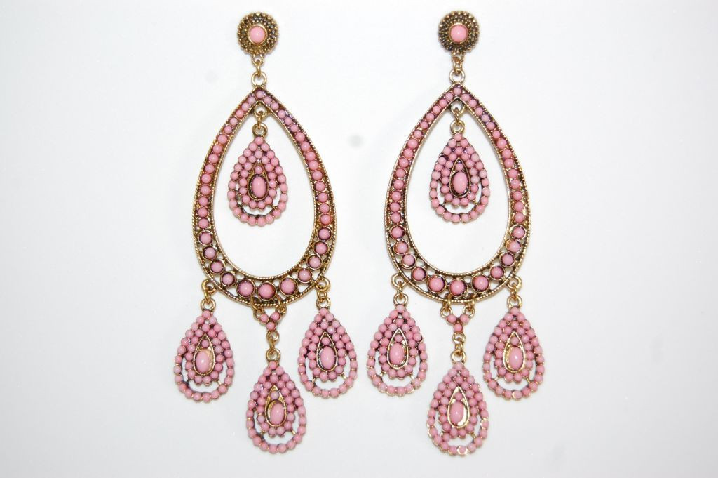 Earrings thousand tears pink and gold