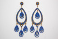 Earrings thousand tears blue and gold