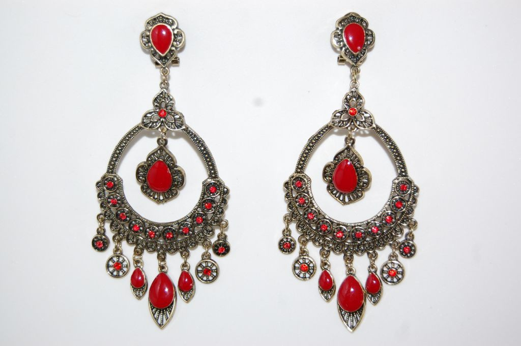 Earrings red Golden Morgana