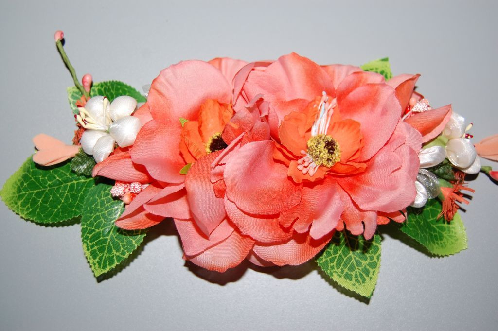 Fair beige and coral corsage