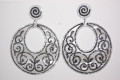 Black and white embroidered earrings