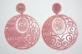 Pink embroidered earrings