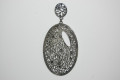 Large pendant oval silver and flowers