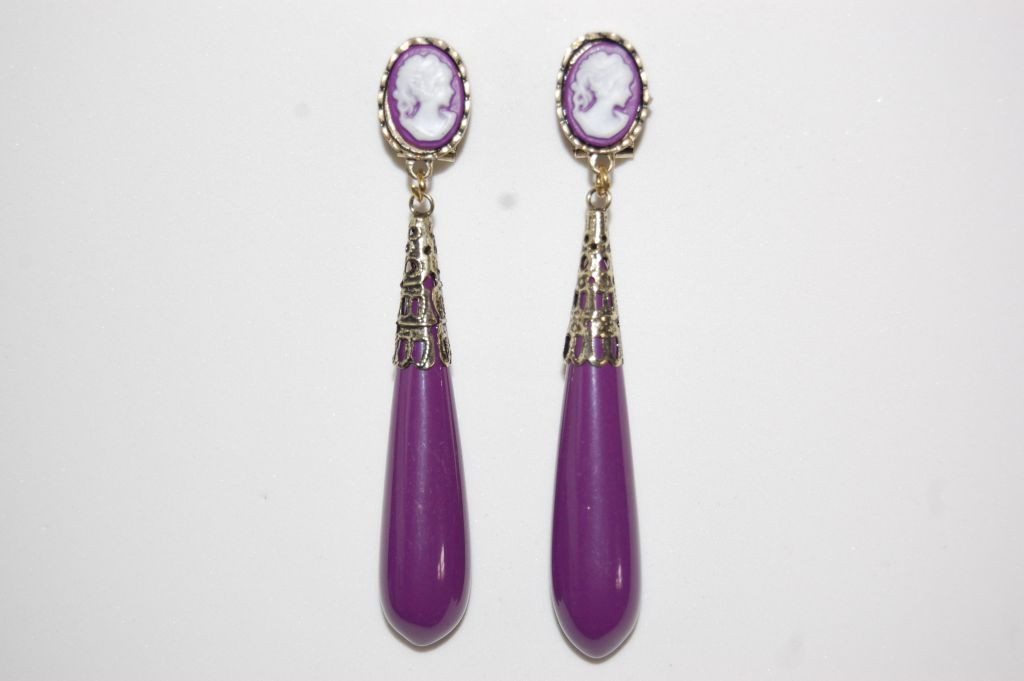 Purple House coral earrings