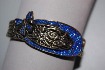 Pulsera brazalete brillos azul pavo