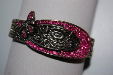 Pulsera brazalete brillos fucsia