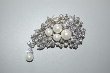 Gran broche ramo de novia y perlas