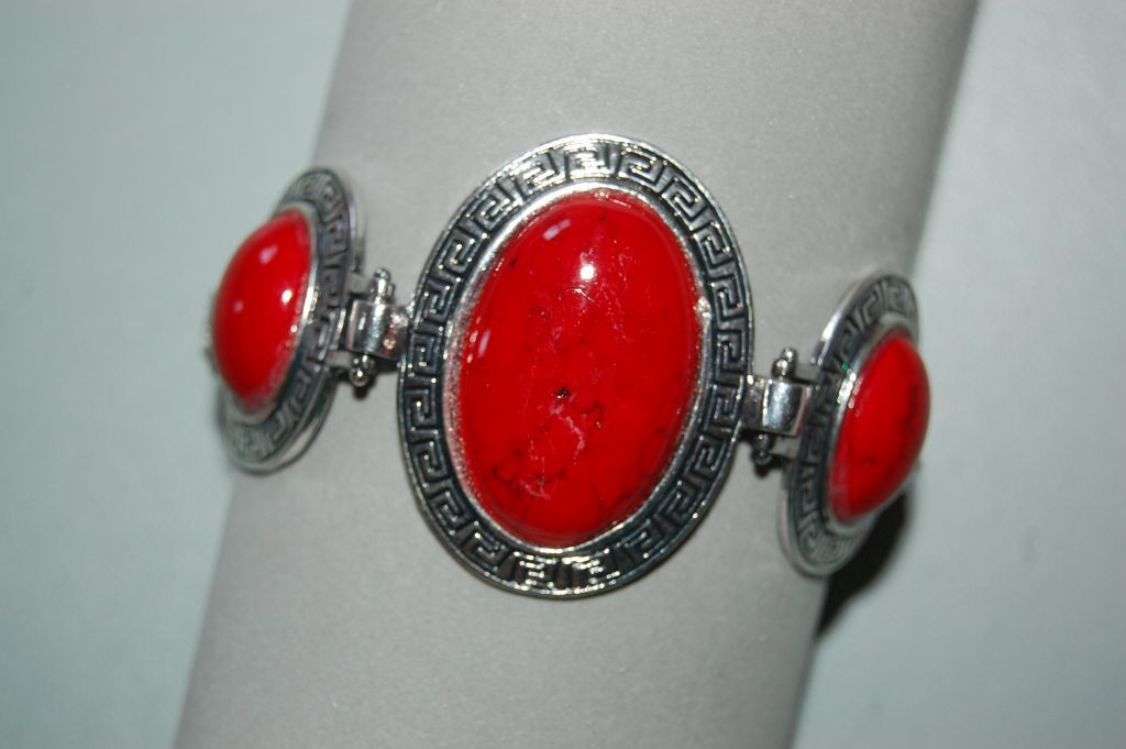 Bracelet three stone oval Red