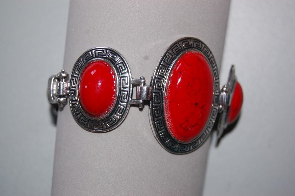 Bracelet three stone oval Red
