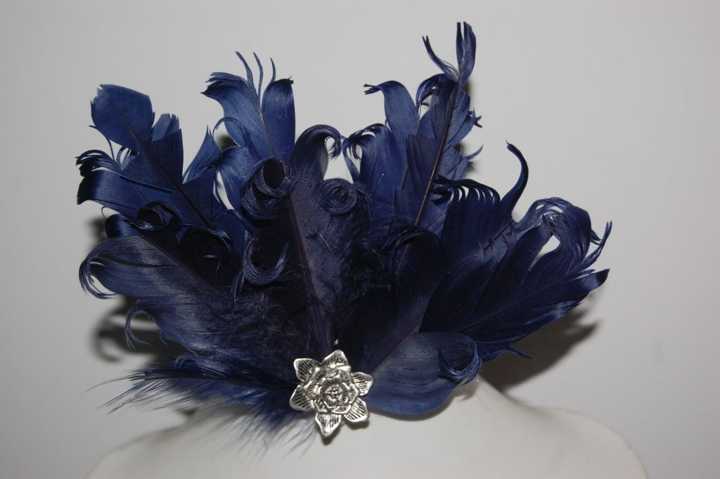 Touched dark blue feathers Triana