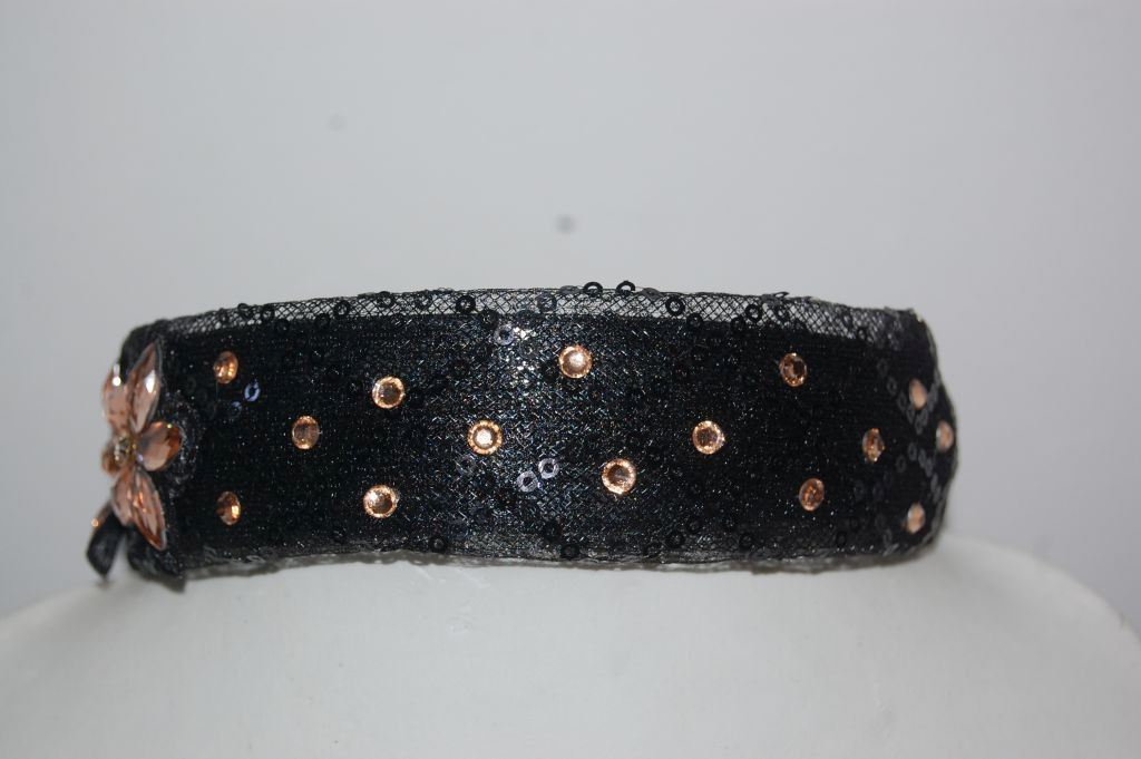 Black Athena headband flower glitters