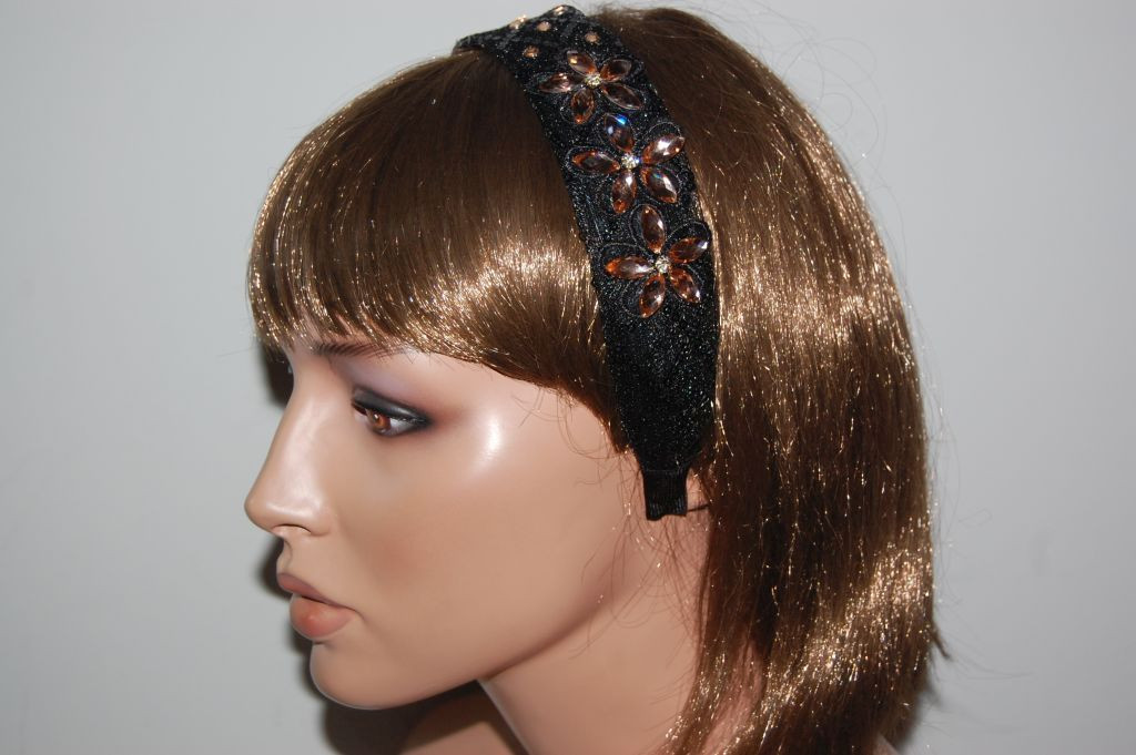 Black Athena headband flower glitters