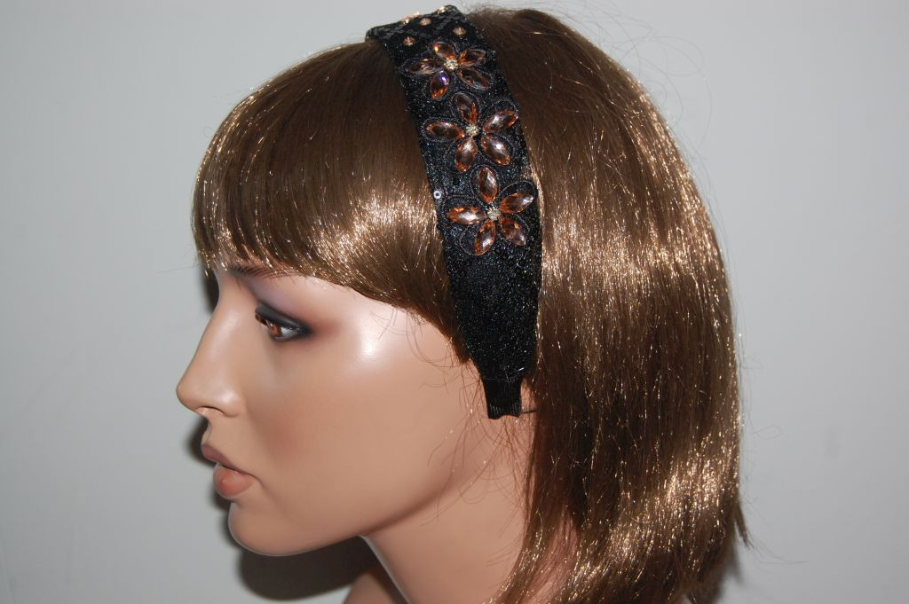 Black Athena headband flower glitters