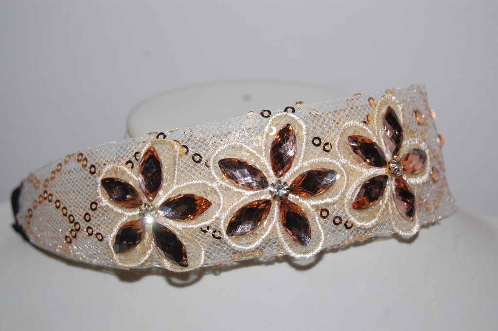 Athena headband ivory flower glitters