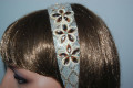 Athena headband ivory flower glitters