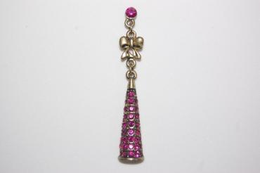 Pendientes lazos fucsia y oro viejo