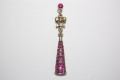 Pendientes lazos fucsia y oro viejo