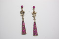 Pendientes lazos fucsia y oro viejo