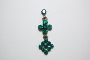 Earrings Green Cross and diamond