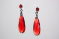 Pendientes lágrimas plata y rojo