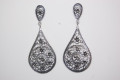 Pendientes plata vieja círculo con flores