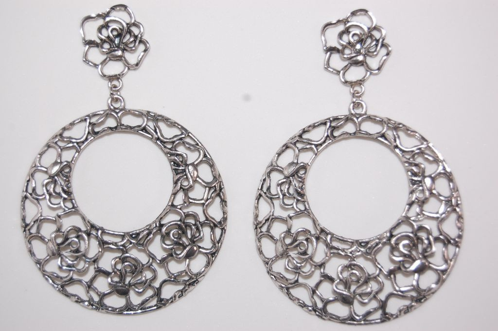 Open roses earrings silver