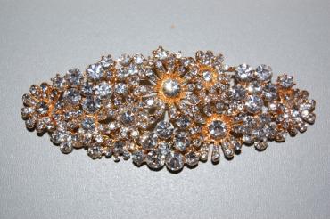 Brooch Italy gold and white glitter