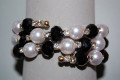 Bracelet Pearl White and black beads