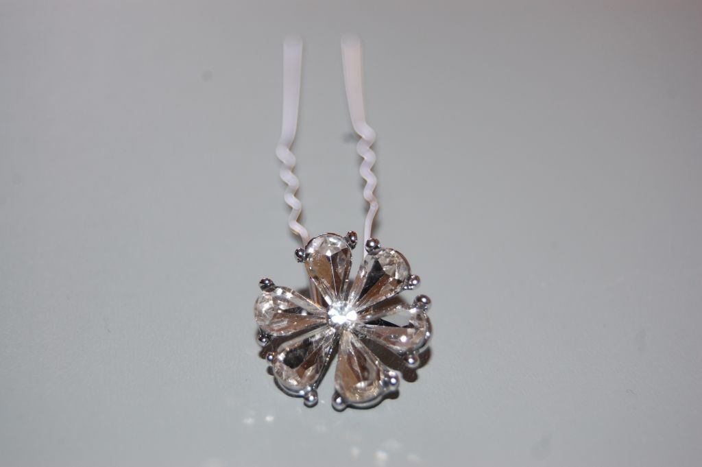 Set 4 glass flower hairpins