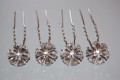 Set 4 glass flower hairpins