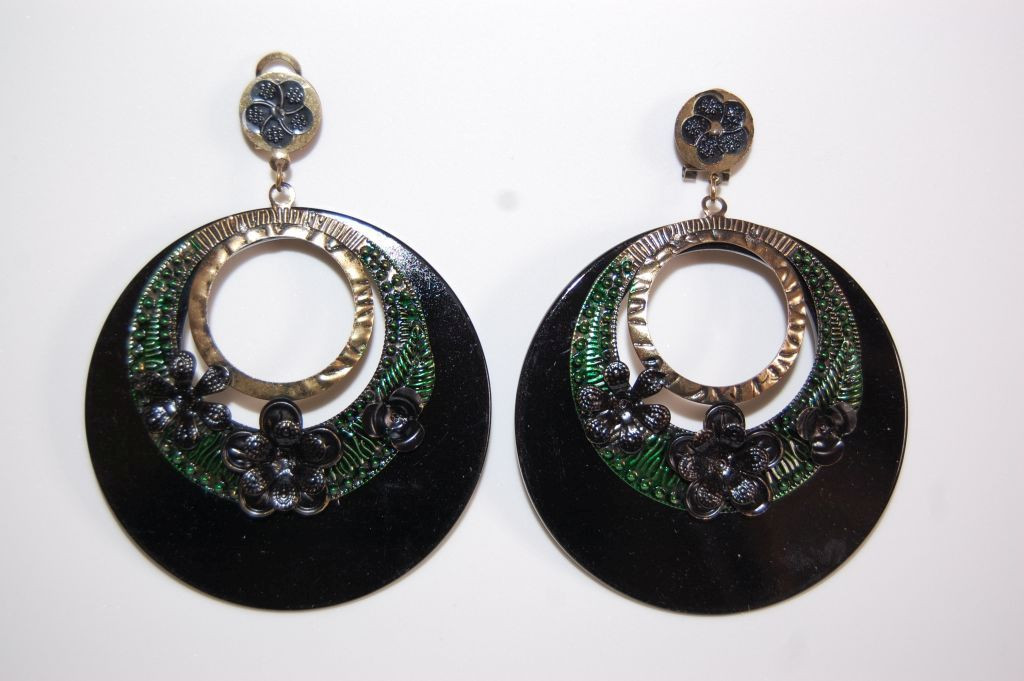 Earrings Bulerias black and gold