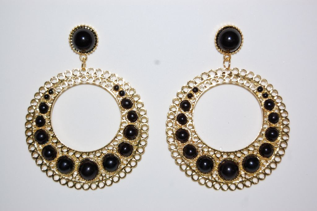 Pendientes Tamboril negro y oro