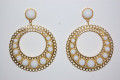 Pendientes Tamboril blanco y oro