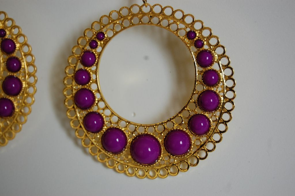 Pendientes Tamboril morado y oro