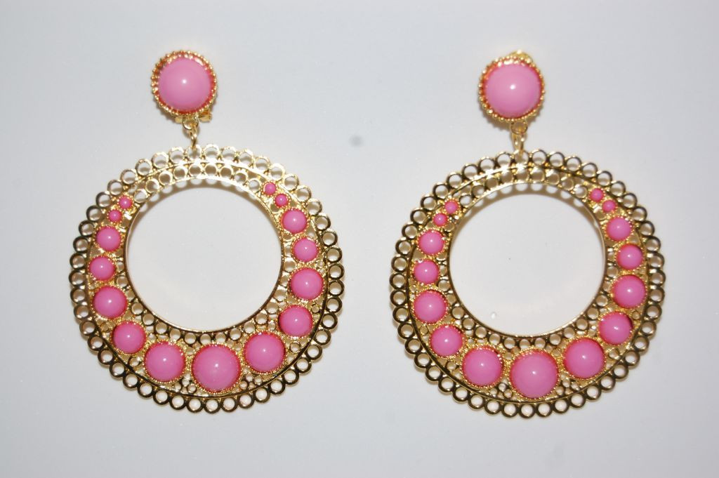 Pendientes Tamboril rosa y oro