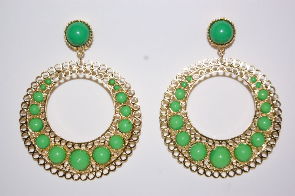 Tamboril earrings gold and pistachio