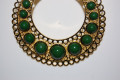 Earrings green tambourine and gold