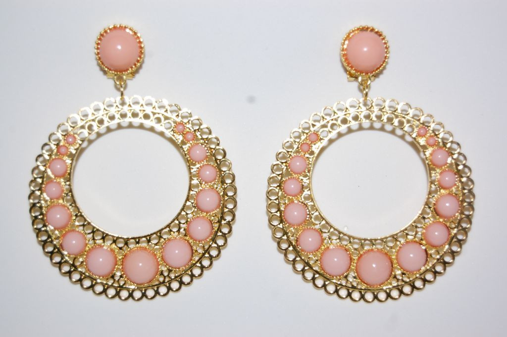 Pendientes Tamboril rosa nude y oro